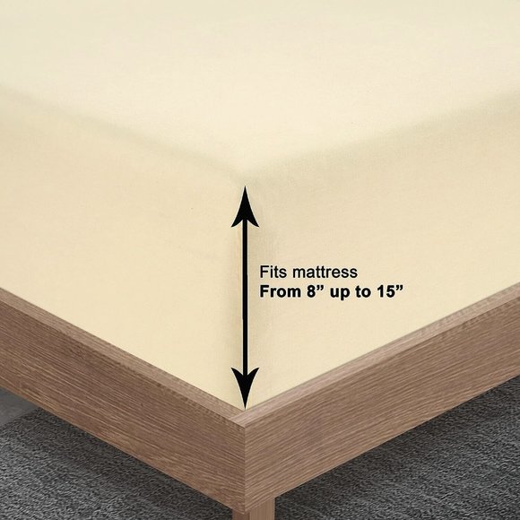 King Size 4 Piece 100% Organic Cotton Sheet Set Light Yellow Color - Picture 5 of 12